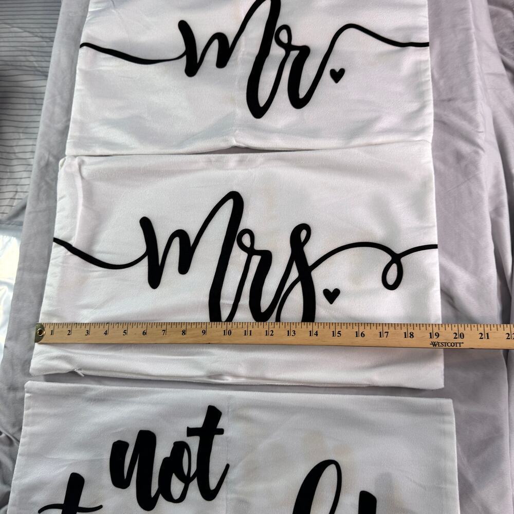 Set of 3 Decorative Pillow Covers Mr Mrs Tonight Not Tonight Zipper 19.5x12 NIP - Picture 3 of 6